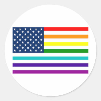 Sticker Rond Drapeau américain Rainbow
