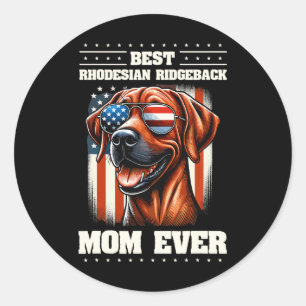 Sticker Rond Drapeau américain Rhodesian Ridgeback 4 juillet