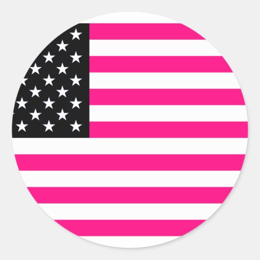 Sticker Rond drapeau américain rose (Devant)