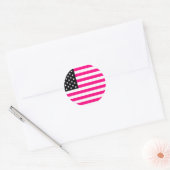 Sticker Rond drapeau américain rose (Enveloppe)