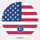 Sticker Rond Drapeau américain rouge blanc et bleu patriotique (Devant)
