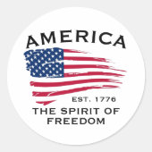 Sticker Rond Drapeau américain Rouge Bleu Bleu Grilles Étoiles  (Devant)