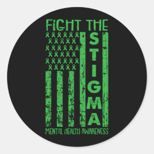 Sticker Rond Drapeau américain Santé mentale Sensibilisation Ve