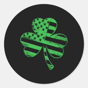Sticker Rond Drapeau américain Shamrock vintage Saint-Patrick S