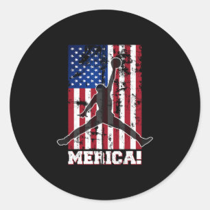 Sticker Rond Drapeau Américain Sketll Drapeau Usa 4 Juillet Hom