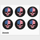 Sticker Rond Drapeau américain Splatter Skull (Feuille)