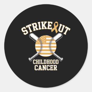 Sticker Rond Drapeau américain Strikeout - Vente de cancer infa