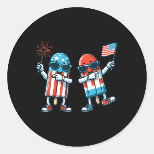 Sticker Rond Drapeau américain sucette glacée mignonne 4 juille