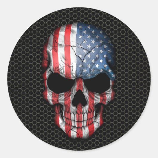 Sticker Rond Drapeau américain sur acier Mesh Graphic (Devant)