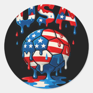 Sticker Rond Drapeau Américain Sur Soccer Ll Style Drip Hommes 