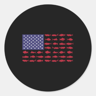 Sticker Rond Drapeau Américain T-shirt de pêche 4 Juillet Enfan