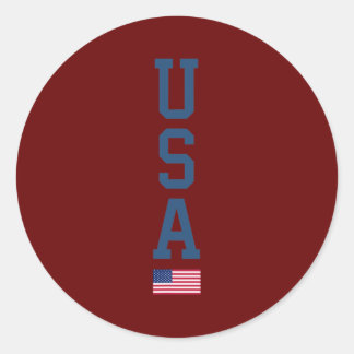 Sticker Rond Drapeau américain Texte vertical Patriotique 4ème 