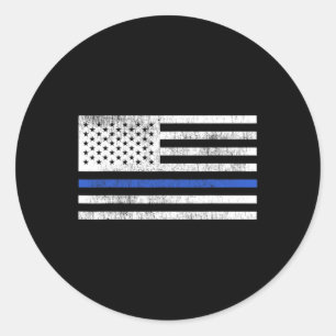 Sticker Rond Drapeau américain Thin Blue Line Défendre la polic