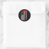 Sticker Rond Drapeau américain Thin Red Line infirmière (Sac)