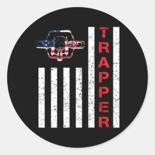 Sticker Rond Drapeau Américain Trapper Pour Les Trappeurs Et Le