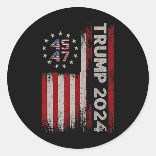 Sticker Rond Drapeau américain Trump 2024 (Devant)