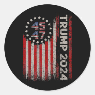 Sticker Rond Drapeau américain Trump 2025 45