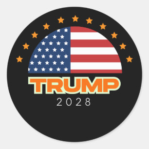 Sticker Rond Drapeau américain Trump 2028 audacieux