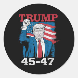 Sticker Rond Drapeau américain Trump 45 47 Vintage Rétro USA