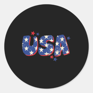 Sticker Rond Drapeau américain Usa 4 juillet Hommes Femmes Enfa