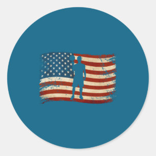 Sticker Rond Drapeau américain Usa Basketball Patriotique Srts