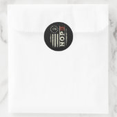 Sticker Rond Drapeau Américain Vertical Signe de Protestation R (Sac)