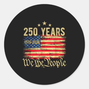 Sticker Rond Drapeau américain vintage 250 ans 250e anniversair