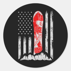 Sticker Rond Drapeau américain Vintage Cool Snowboard Ski Sno