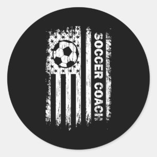 Sticker Rond Drapeau américain vintage entraîneur de football f