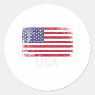 Sticker Rond Drapeau Américain Vintage Fabriqué Aux États-Unis