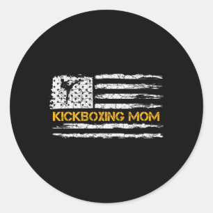 Sticker Rond Drapeau américain vintage Mma Kickboxing Fighter M