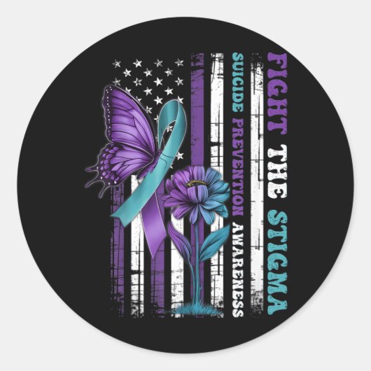 Sticker Rond Drapeau américain violet (Devant)