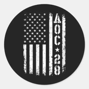 Sticker Rond Drapeau américain Womens Aoc 2028 col V