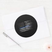 Sticker Rond Drapeau American Thin Blue Line (Enveloppe)