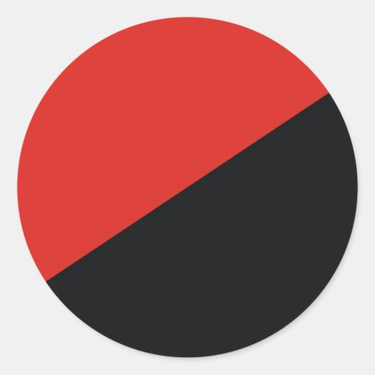 Sticker Rond drapeau anarchique rouge noir (Devant)
