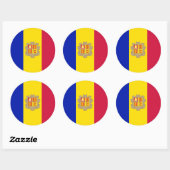 Sticker Rond Drapeau andorran, Drapeau d'Andorre (Feuille)