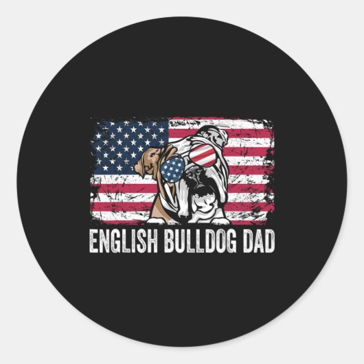 Sticker Rond Drapeau anglais Bulldog Papa Fête des pères (Devant)