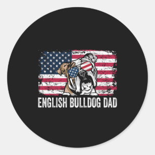 Sticker Rond Drapeau anglais Bulldog Papa Fête des pères