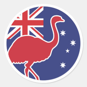 Sticker Rond Drapeau animal australien Emu