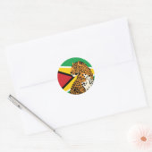 Sticker Rond Drapeau animal national du Guyana Jaguar Guyane (Enveloppe)
