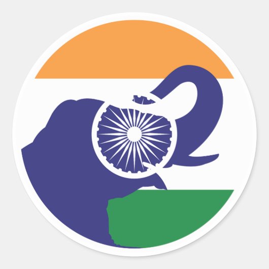Sticker Rond Drapeau animal national indien (Devant)
