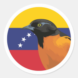 Sticker Rond Drapeau animal national Troupial du Venezuela