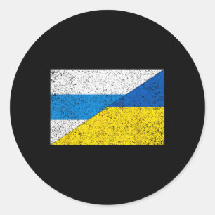 Sticker Rond Drapeau anti-guerre russe Drapeau ukrainien Net Vo