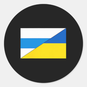 Sticker Rond Drapeau anti-guerre russe Drapeau ukrainien Net Vo