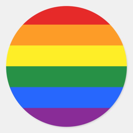 Sticker Rond Drapeau arc-en-ciel Gay pride LGBTQ classique (Devant)