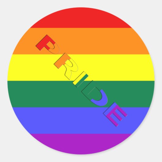 Sticker Rond Drapeau arc-en-ciel LGBT Pride (Devant)
