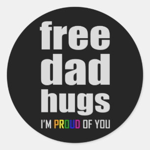 Sticker Rond Drapeau arc-en-ciel LGBTQ GRATUIT DE DAD HUGS