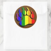 Sticker Rond Drapeau arc-en-ciel mâché à l'ours gris avec ombre (Sac)