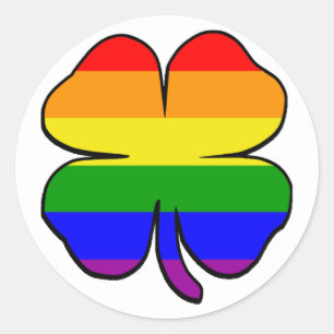 Sticker Rond Drapeau Arc-en-ciel Trèfle Fierté Gay et Lesbienne
