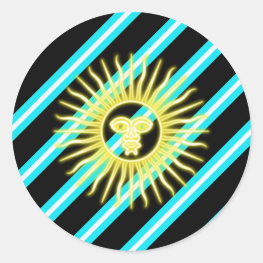 Sticker Rond Drapeau argentin à rayures (Devant)